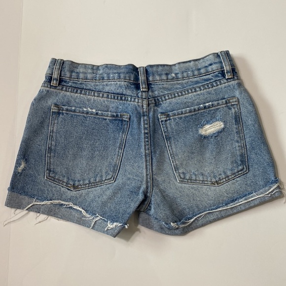 All Saints Distressed Blue Denim Cut Off Shorts Size 25 - Picture 5 of 7